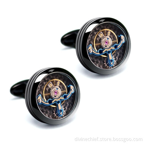 Factory Direct Custom Logo Men Tourbillon Movement Cufflinks In Cuff Links & Tie Clips